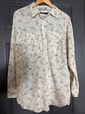 Ralph Lauren floral shirt button up Cotton print Size 1X button up